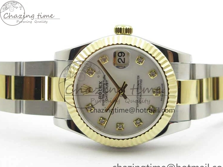 MiroTime 0520 ModernLook Datejust 31mm 278273 SS YG BP Maker Best Edition White MOP Diamonds Dial on SS YG Oyster Bracelet 2723